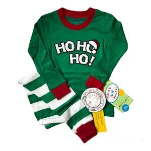 NEW Sara's Prints Christmas Pajamas Cotton Striped Green White Red 18 months